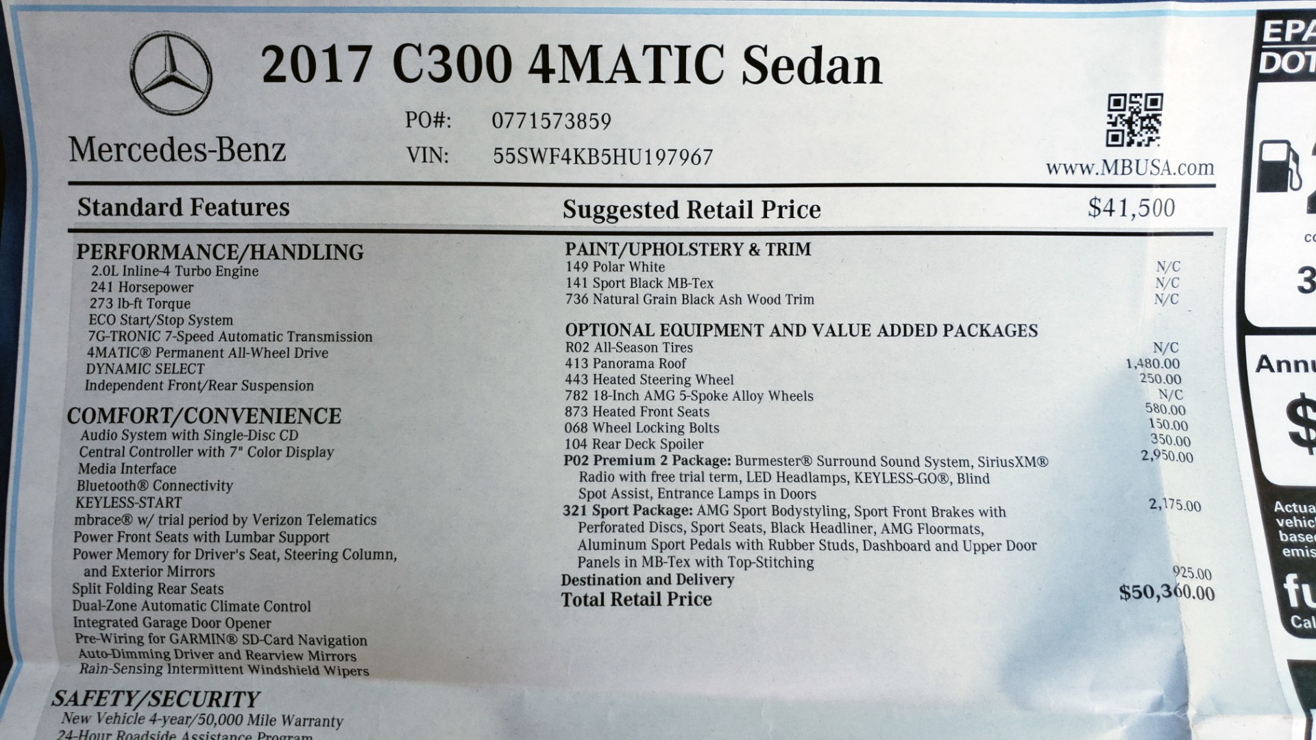 Used 2017 Mercedes-Benz C-Class C 300 for sale Sold at Formula Imports in Charlotte NC 28227 85