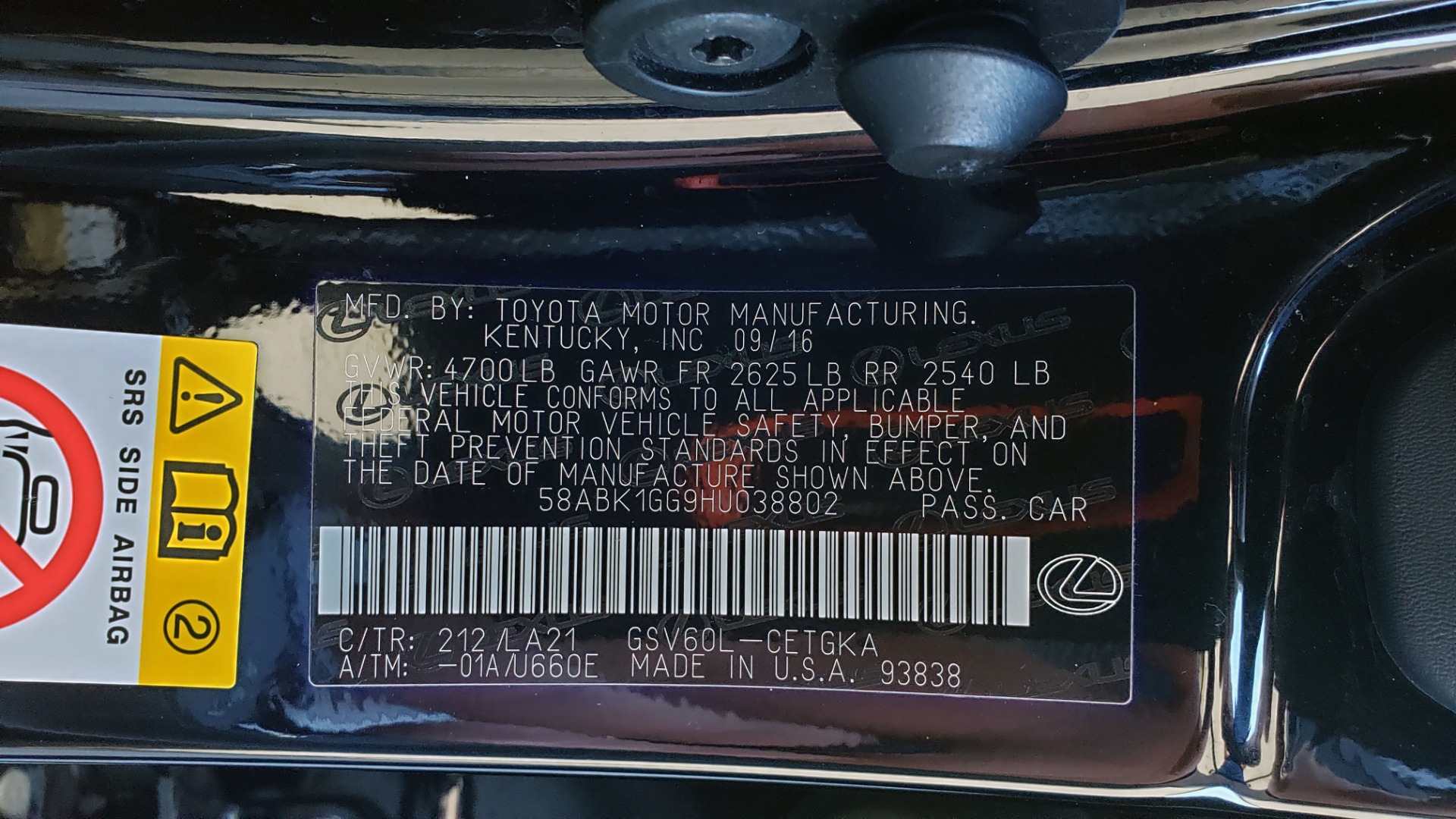 Used 2017 Lexus ES 350 PREMIUM / NAV / SUNROOF / BSM / VENT STS / REARVIEW for sale Sold at Formula Imports in Charlotte NC 28227 79