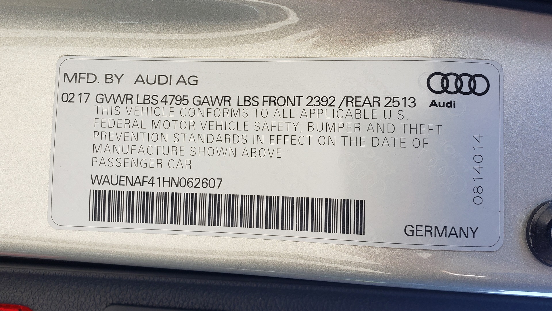 Used 2017 Audi A4 PREMIUM PLUS / TECH PKG / B&O SND / S-LINE / NAV / REARVIEW for sale Sold at Formula Imports in Charlotte NC 28227 78