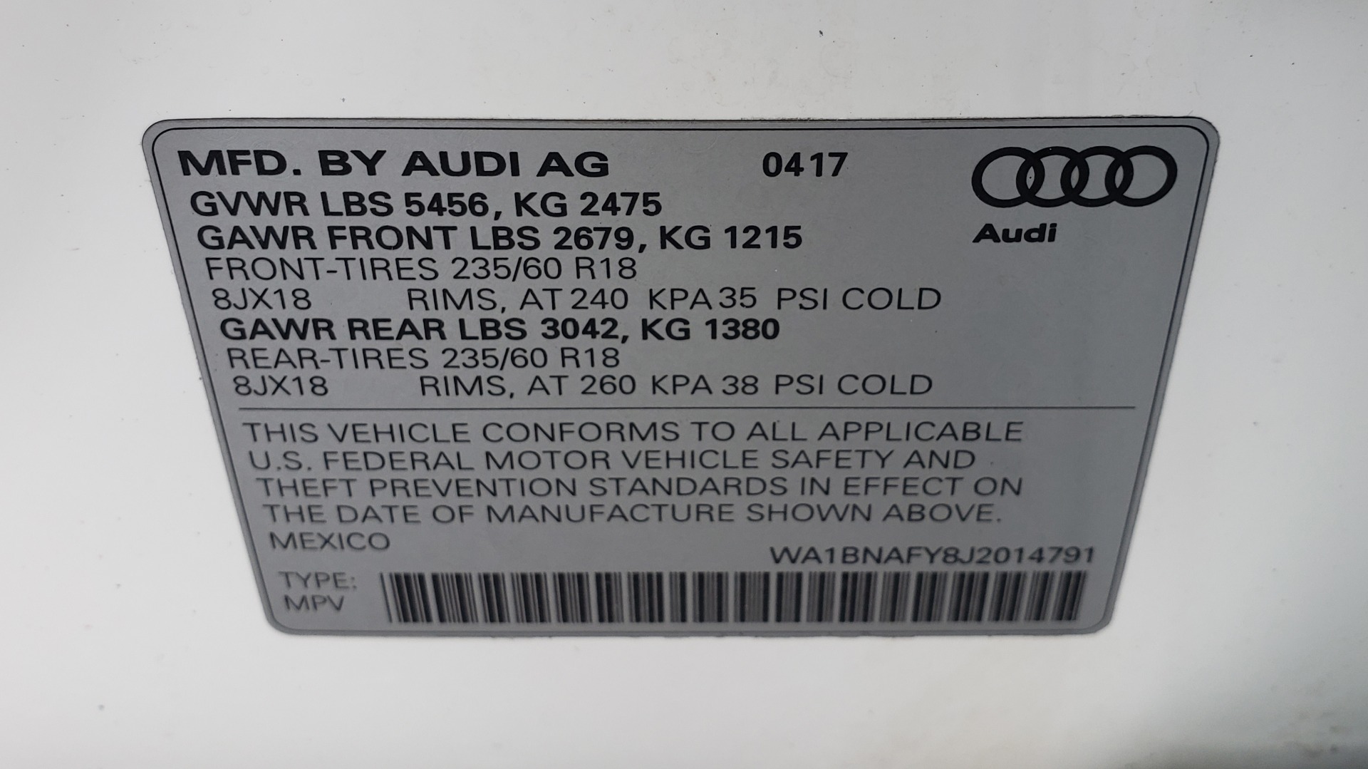 Used 2018 Audi Q5 PREMIUM PLUS / NAV PKG / SUNROOF / CLD WTHR / REARVIEW for sale Sold at Formula Imports in Charlotte NC 28227 96