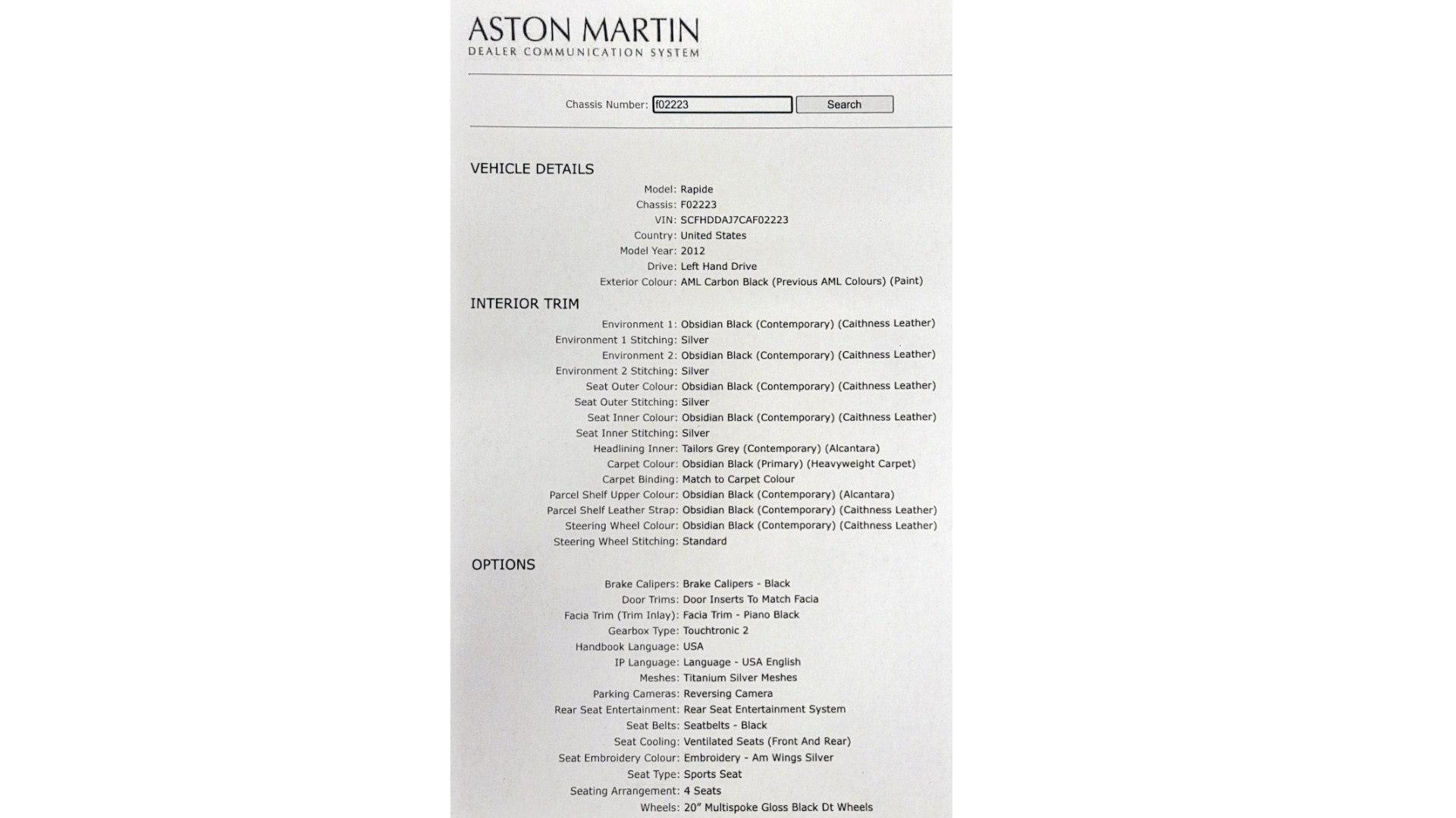 Used 2012 Aston Martin RAPIDE LUXURY 6.0L V12 / NAV / B&O SND / ENTERTAINMENT / REARVIEW for sale Sold at Formula Imports in Charlotte NC 28227 94