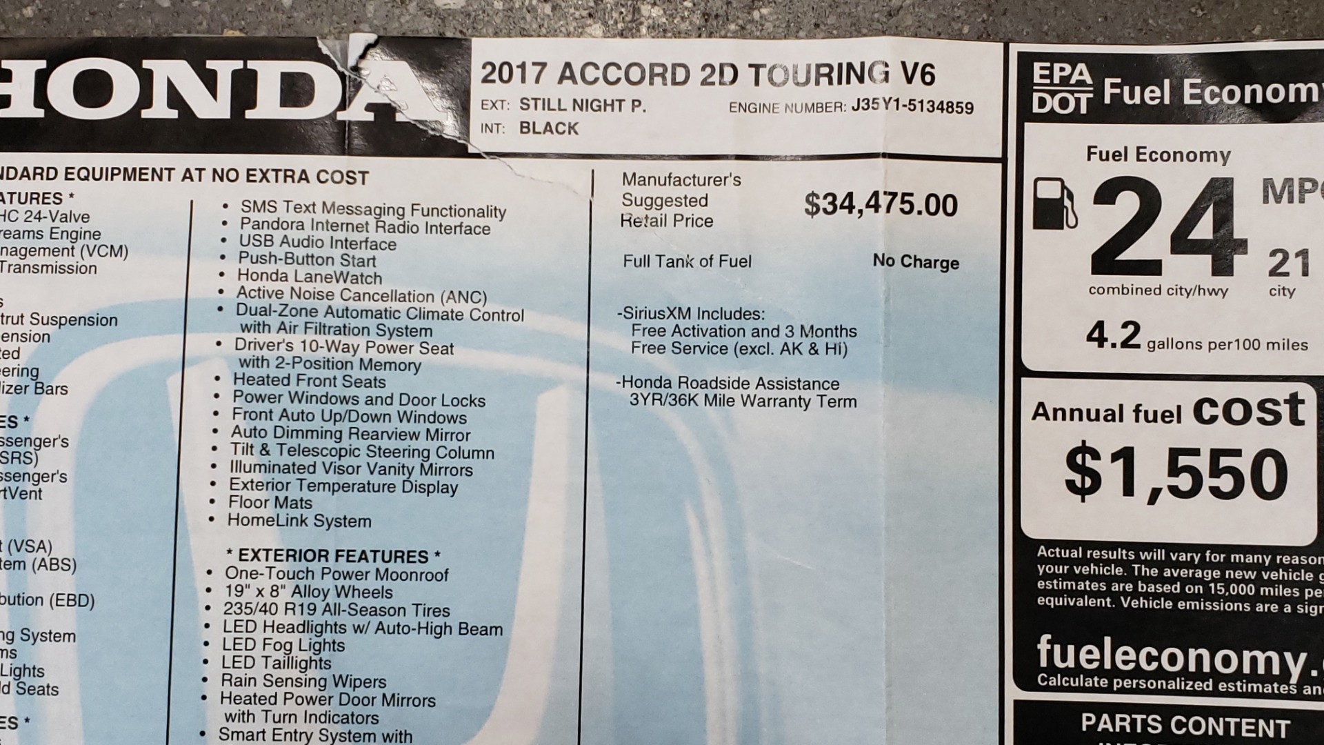 Used 2017 Honda ACCORD COUPE TOURING V6 / 2-DR / NAV / SUNROOF / LANEWATCH / CMBS for sale Sold at Formula Imports in Charlotte NC 28227 88