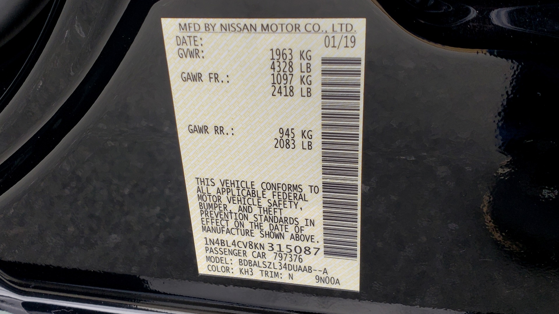Used 2019 Nissan ALTIMA 2.5 SR PREMIUM / 2.5L / CVT TRANS / HTD STS / SUNROOF / REARVIEW for sale Sold at Formula Imports in Charlotte NC 28227 82